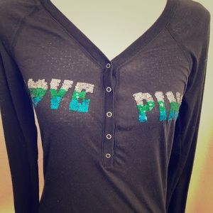 ‼️PINK Victoria’s Secret Bling Sequins  Top SZ L